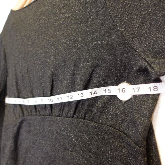 Banana Republic Top Large Black Cut Off Long Sleeve Metallic Sparkle Glitter‎ - Picture 4 of 10